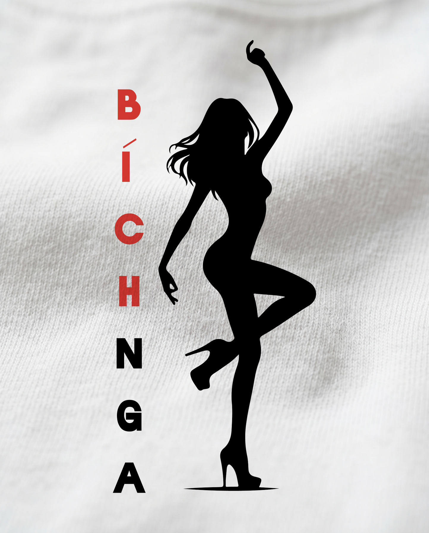 BÍCH NGA design print close-up on white tee