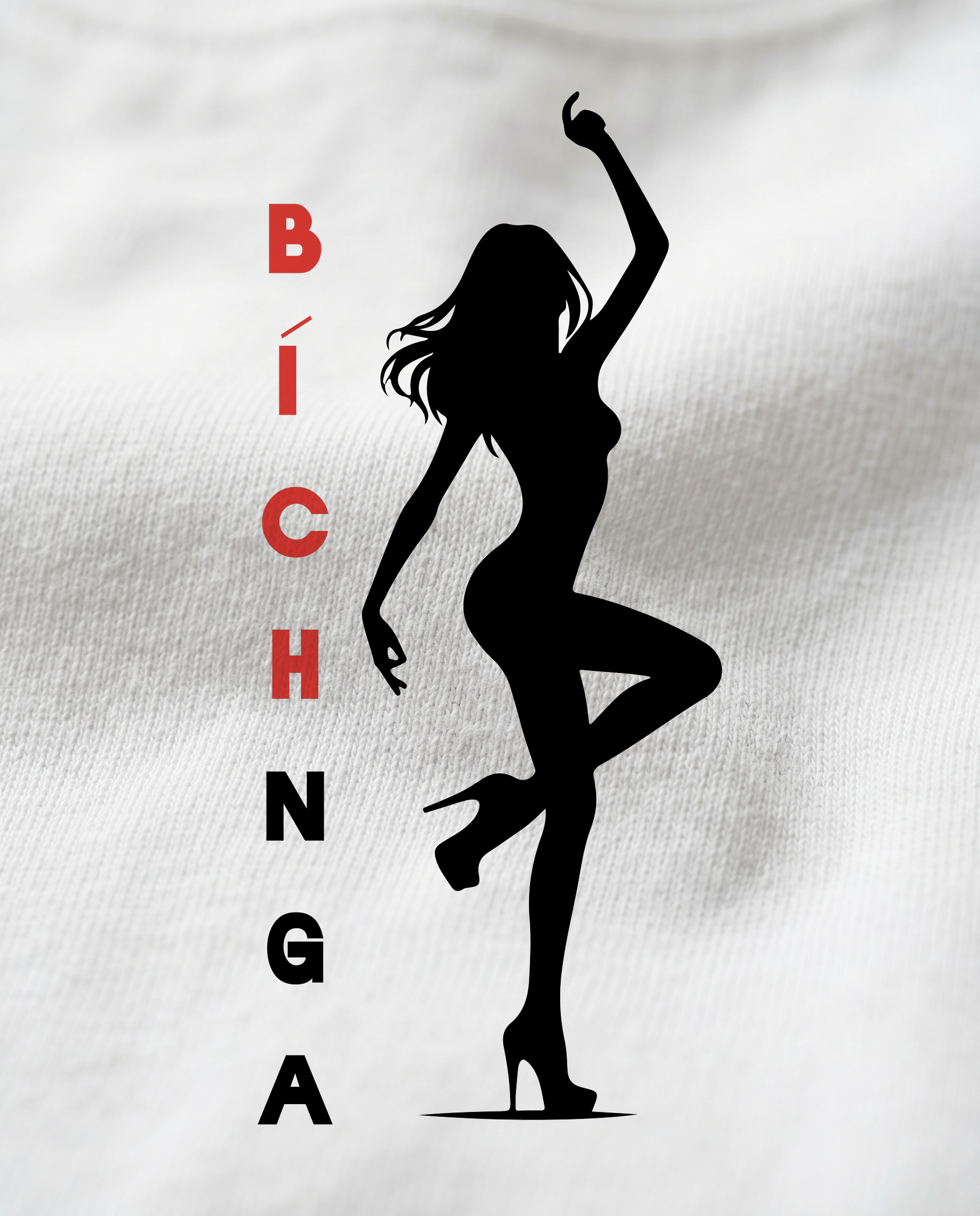 BÍCH NGA design print close-up on white tee
