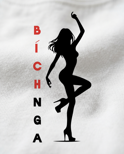 BÍCH NGA design print close-up on white tee
