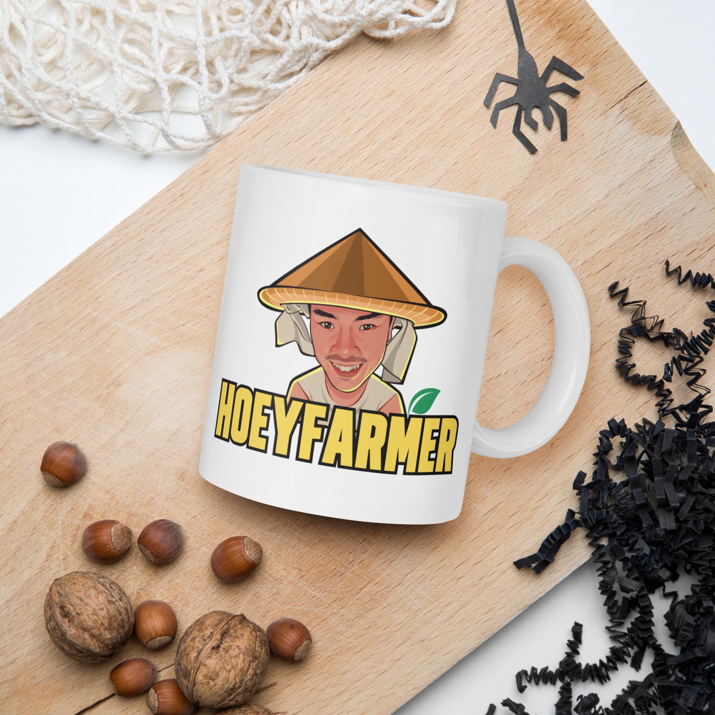 Hoeyfarmer logo White glossy mug