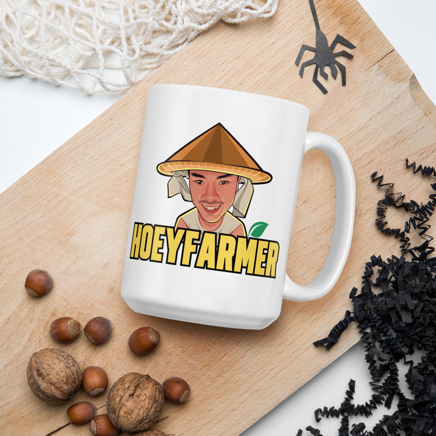 Hoeyfarmer logo White glossy mug